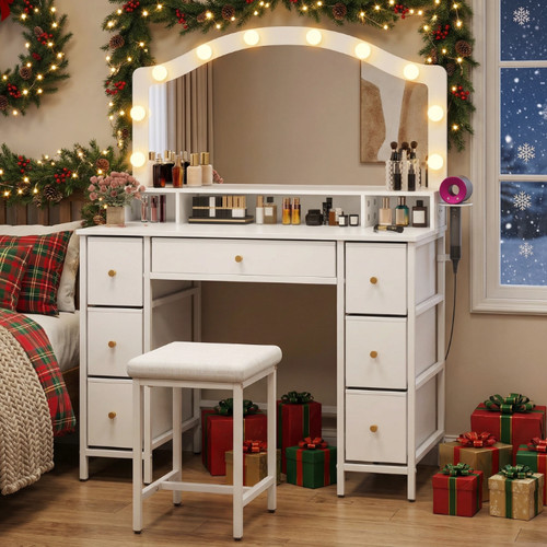 Dressing table with - dressing, stool