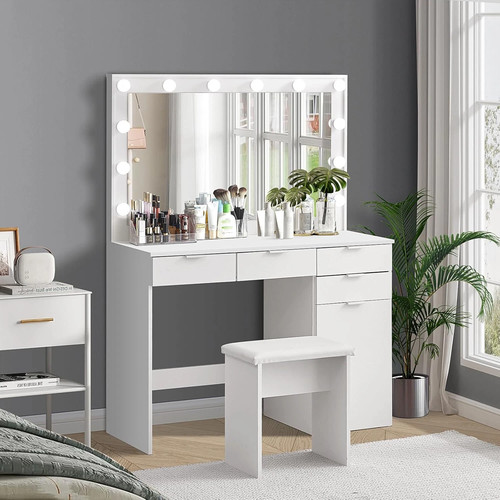 White dressing table - table, led