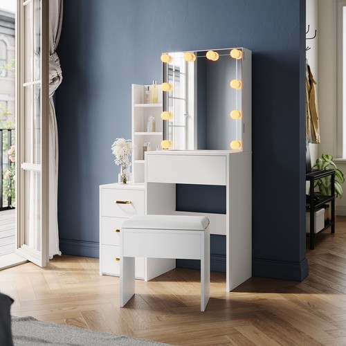 White dressing table with - white,