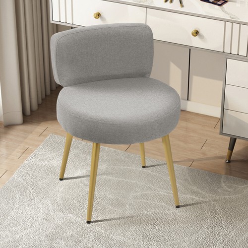 Grey linen vanity stool - linen,