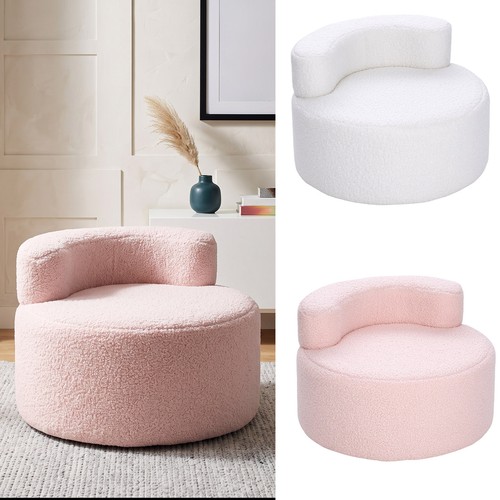 Round teddy fleece ottoman - fleece,