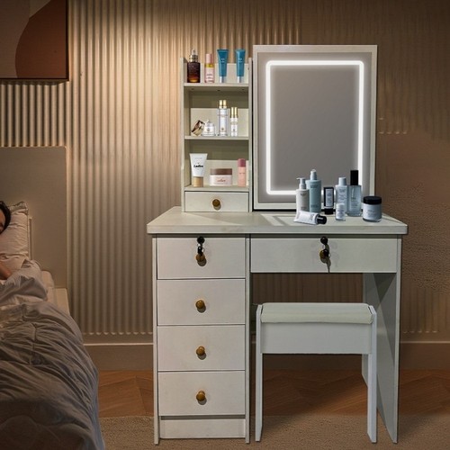 White dressing table - with, led