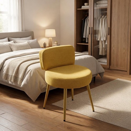 Vanity stool yellow linen - stool,