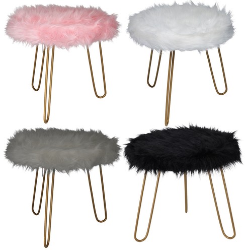 Stool faux fur - vanity, dressing