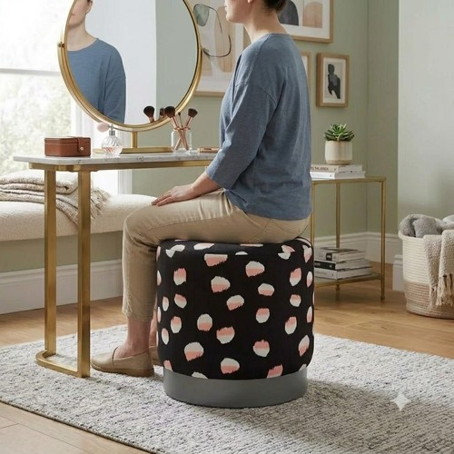 Black velvet pouffe stool pink - black,