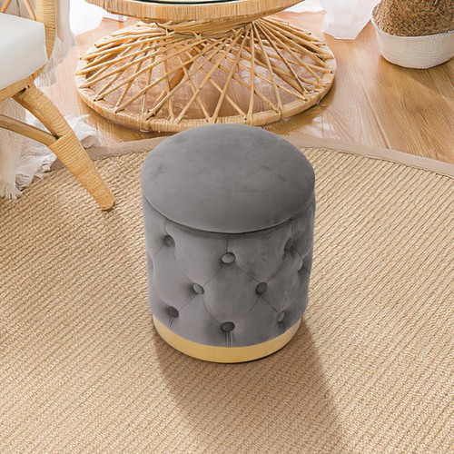 Round velvet ottoman - round,