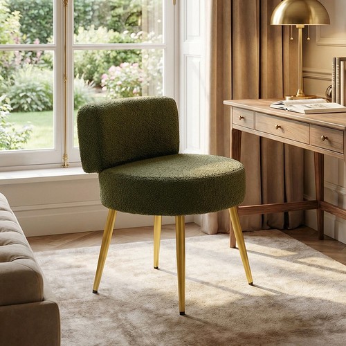 Teddy fleece vanity stool - fleece,